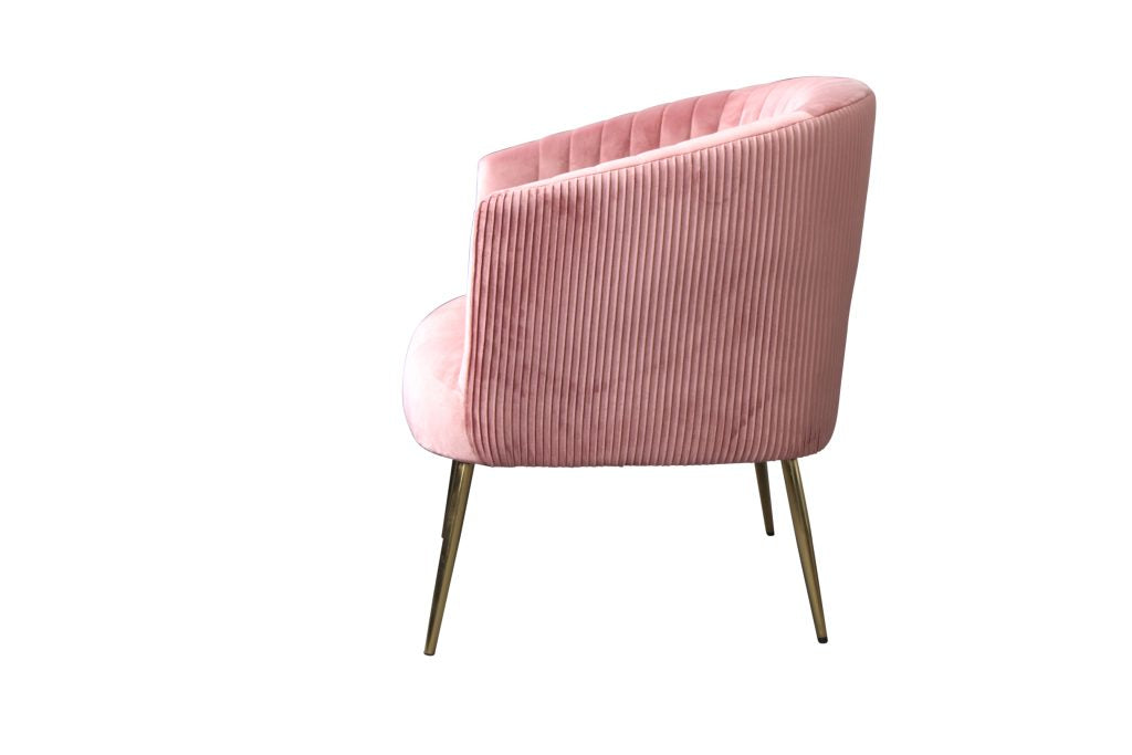 Perla Chair Velvet Fluted Back Gold Legs